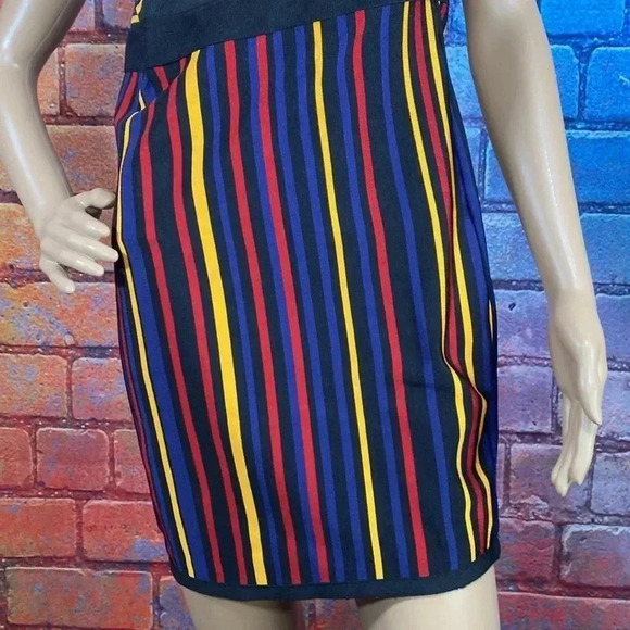 Fashion Nova Dress Midi Small Multicolor Large Open Back Stripe - Picture 4 of 8